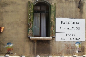 window in urban Venice italy
