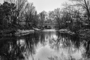 river in black and white